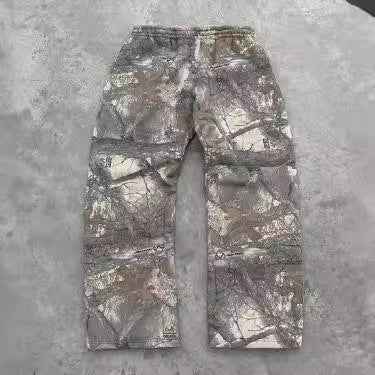 Men's Leaf Camo 3D Print Casual Pants – Straight-Leg Drawstring Trousers