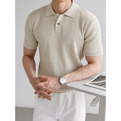 Men's Ice Silk Slim Fit Lapel Short-Sleeve Polo Shirt