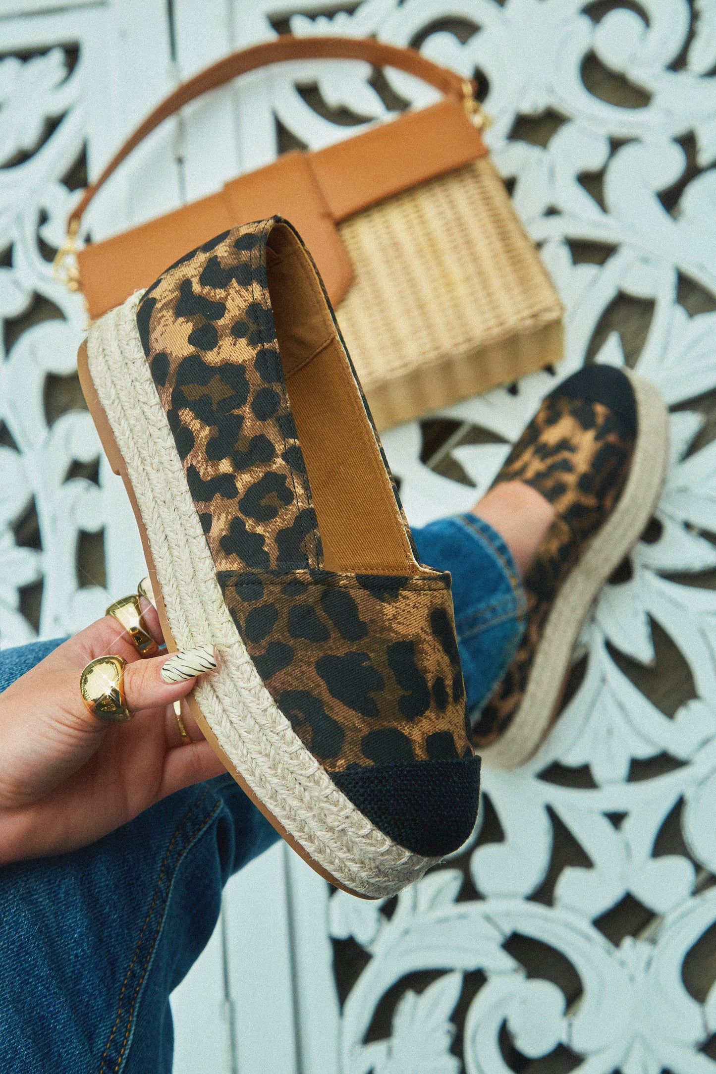 Beach Babe Platform Espadrille Flats - Leopard