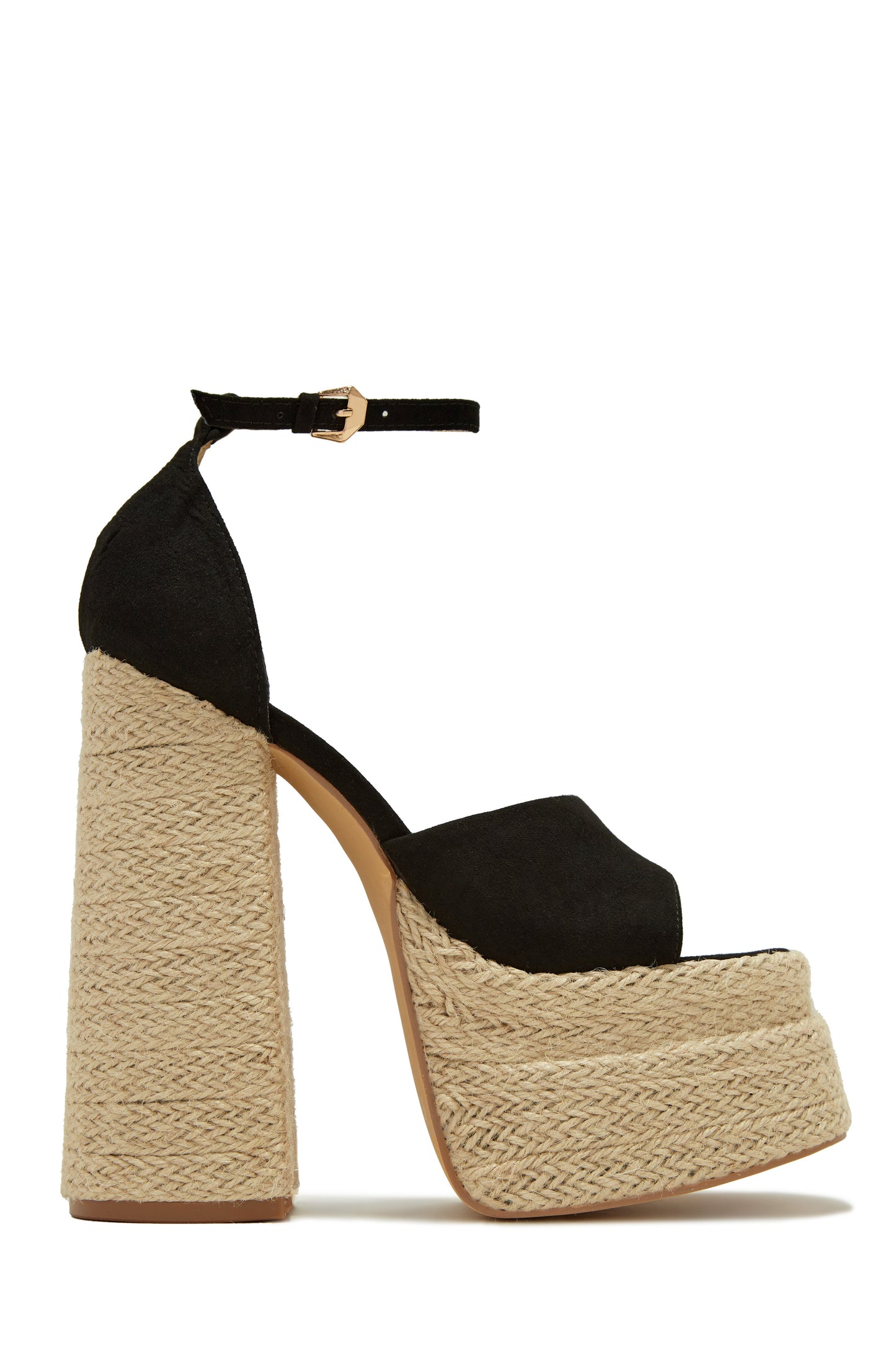Sunset Margaritas Espadrille Platform Block High Heels - Black