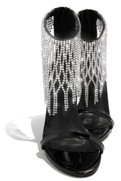 Formal Icon Embellished Dangle Heels - Black