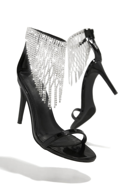 Formal Icon Embellished Dangle Heels - Black