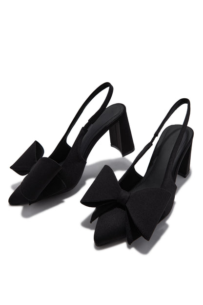 Tiffany Slingback Bow Pumps - Black
