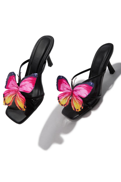 Social Butterfly Mid Heel Mules - Black