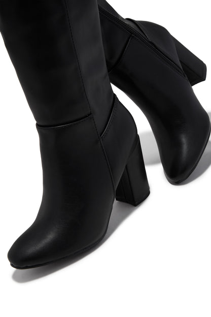 Colette Wide Fit Block Heel Boots - Black
