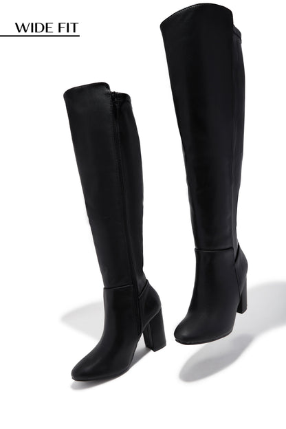 Colette Wide Fit Block Heel Boots - Black