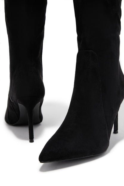 Daniella Below The Knee Heel Boots - Black