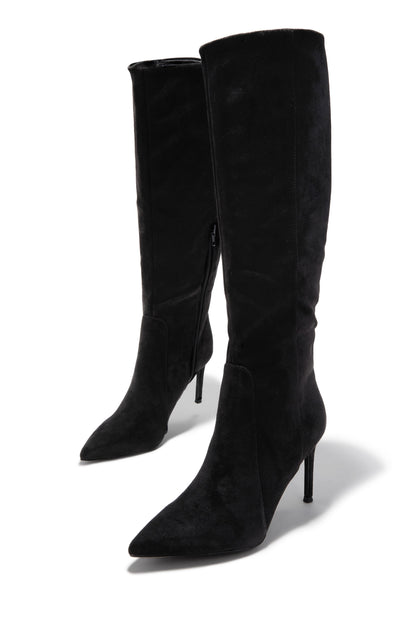 Daniella Below The Knee Heel Boots - Black