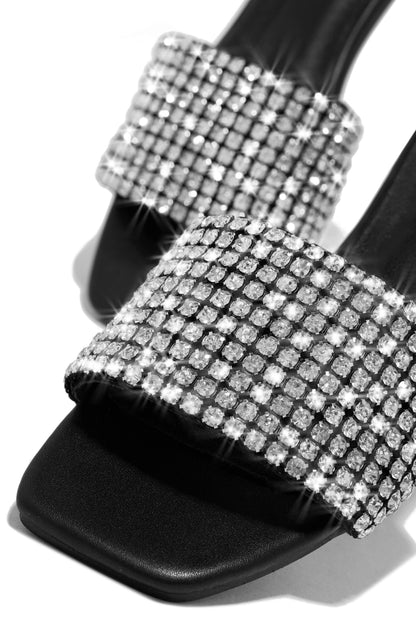 Marline Embellished Slide Sandals - Black