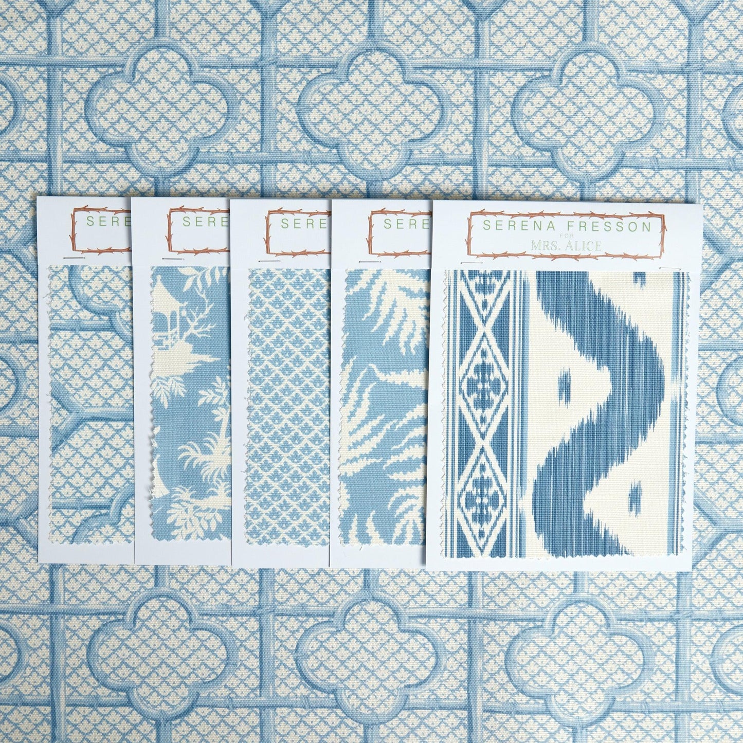 Blue Bamboo Trellis Fabric