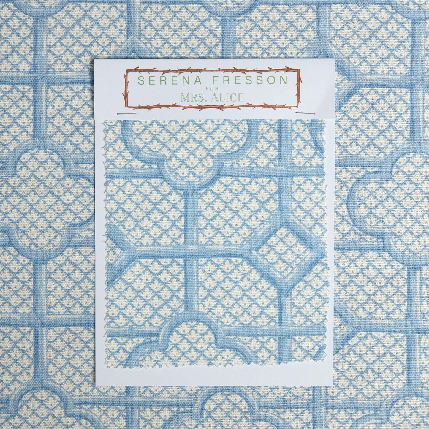 Blue Bamboo Trellis Fabric