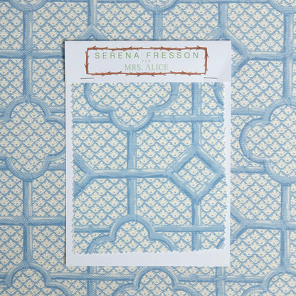 Blue Bamboo Trellis Fabric