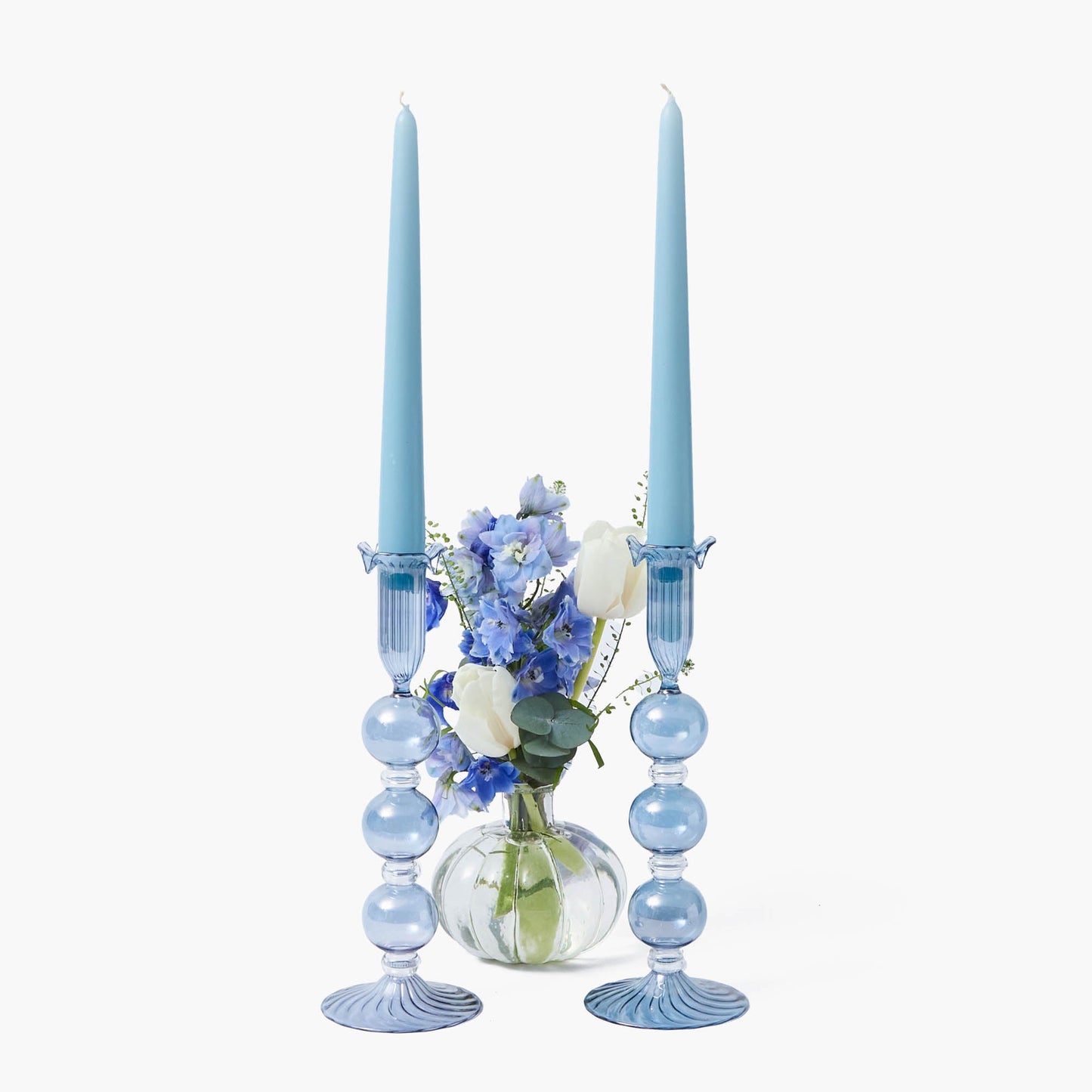 Blue Eden Candle Holders (Pair)