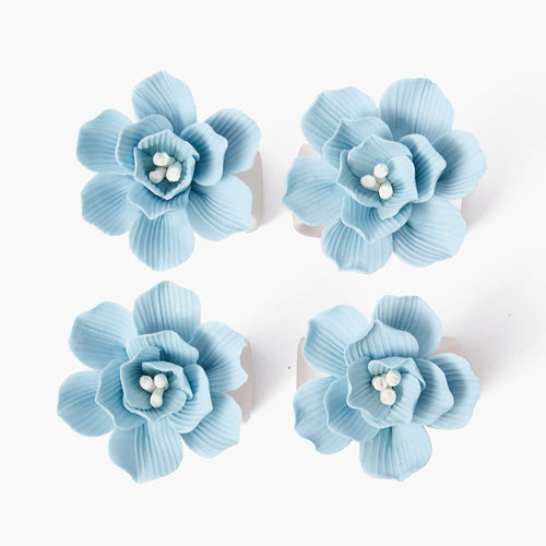 Soft Blue Fiore Napkin Rings (Set of 4)