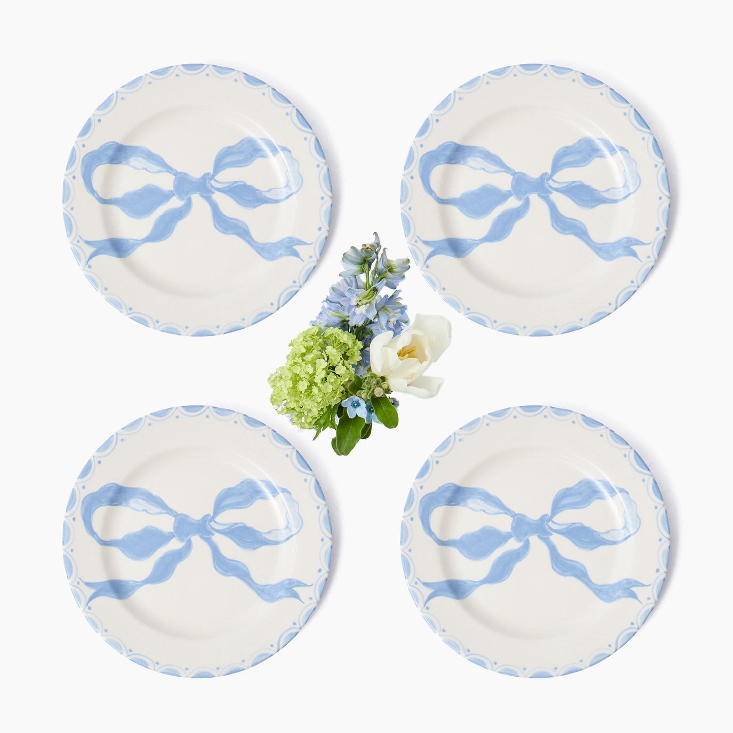 Marilyn Blue Bow Starter Plates (Set of 4)