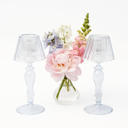 Blue Glass Lantern Tea Light Holders (Pair) - 24cm