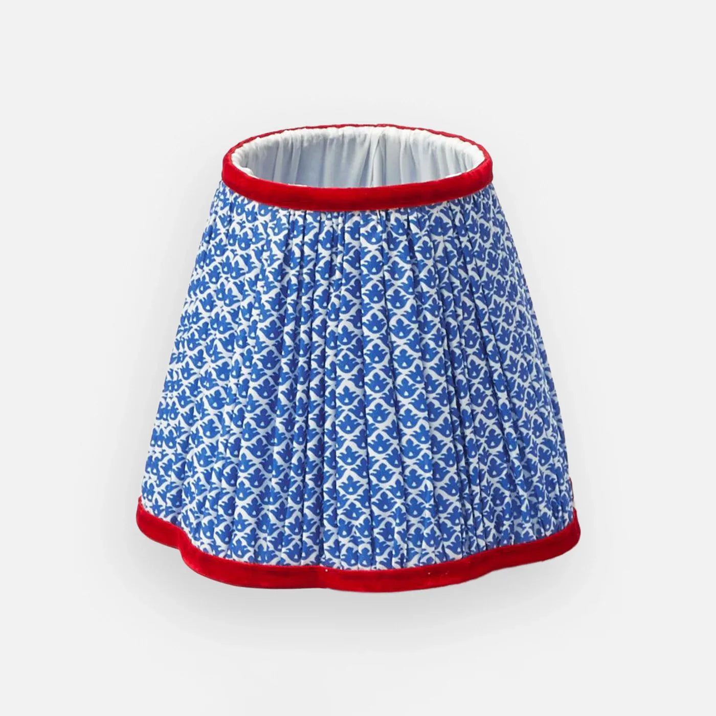 Tall Rechargeable Lamp with Cobalt & Red Lotus Shade (18cm)