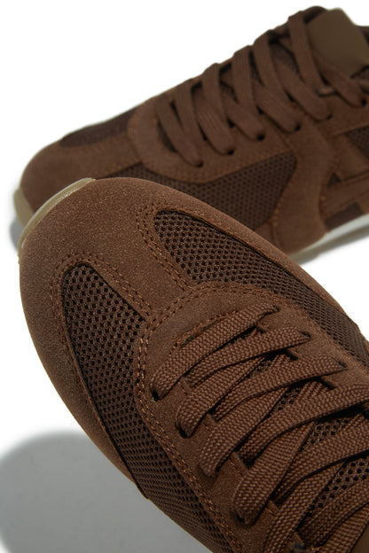 Downtown Stroll Lace Up Sneakers - Brown