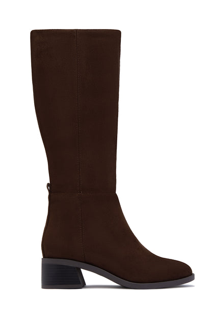 Stephany Knee High Boots - Brown Suede