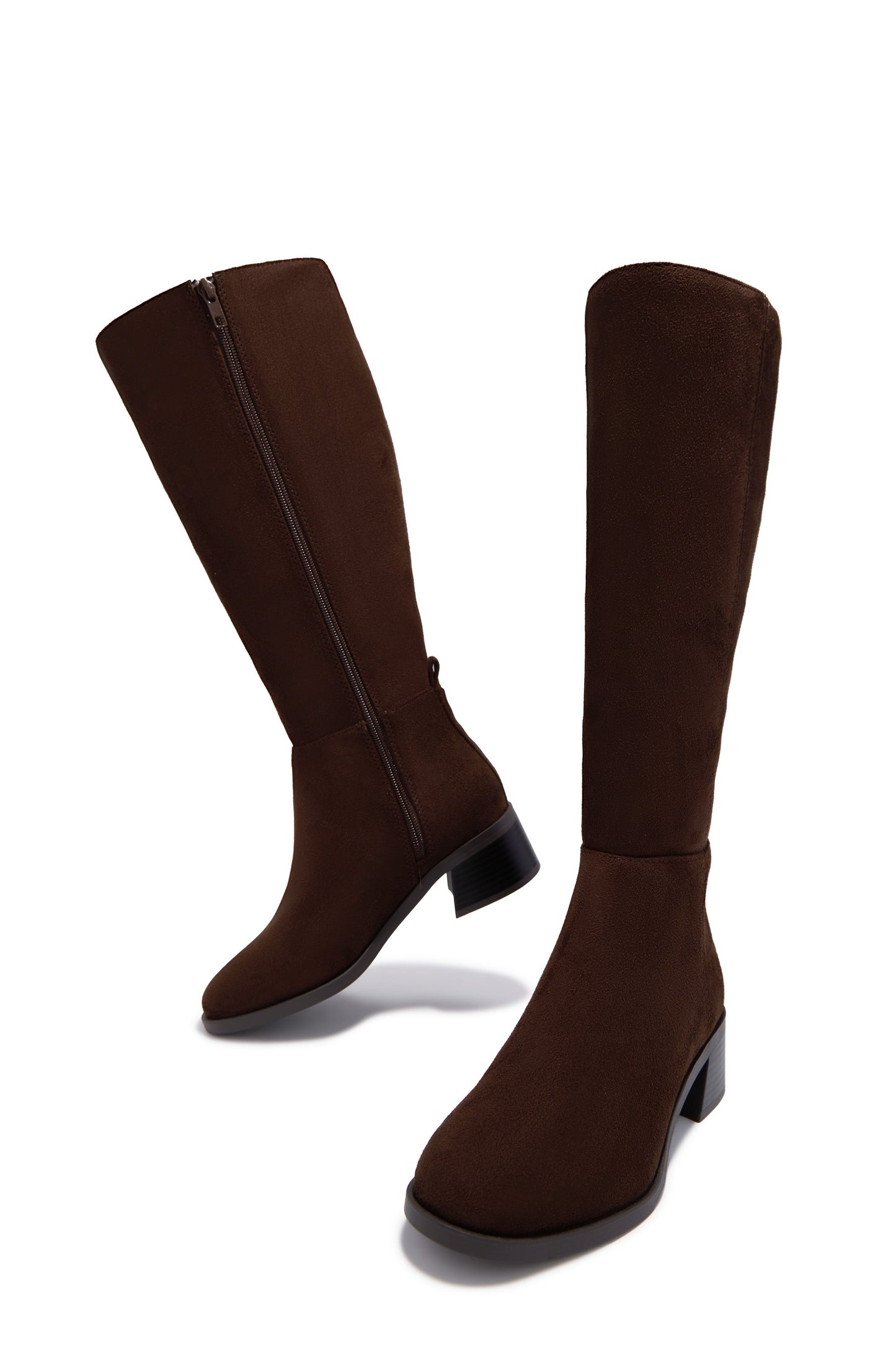 Stephany Knee High Boots - Brown Suede