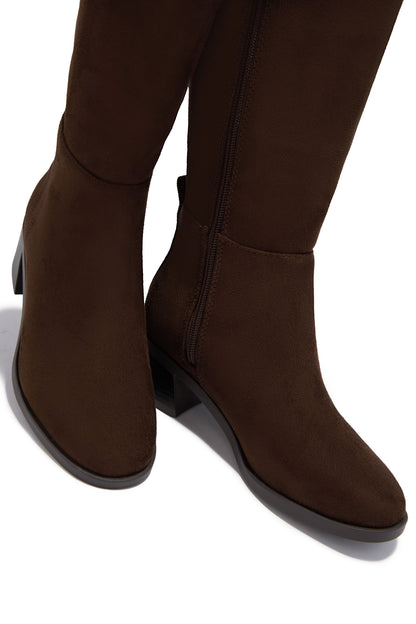 Stephany Knee High Boots - Brown Suede