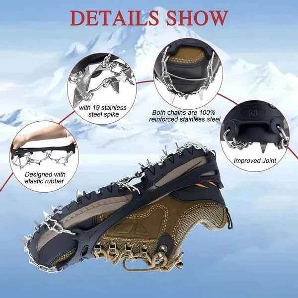 Ice Traction Cleats | 19-Spike Anti-Slip Shoe Grips for Ice & Snow