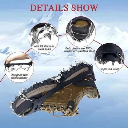 Ice Traction Cleats | 19-Spike Anti-Slip Shoe Grips for Ice & Snow