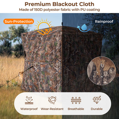 360° Pop-Up Hunting Blind – One-Way See-Through, 2-3 Person, Silent Windows