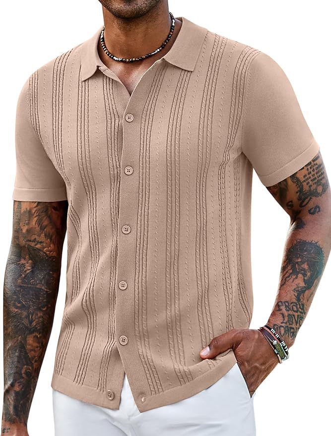 Men's Striped Hollow-Knit Slim Fit Sweater