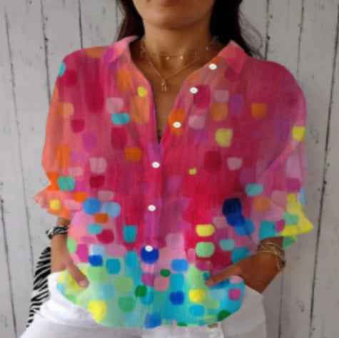 Women's Floral Print Long-Sleeve Button-Up Cardigan Shirt – Casual Layering Top