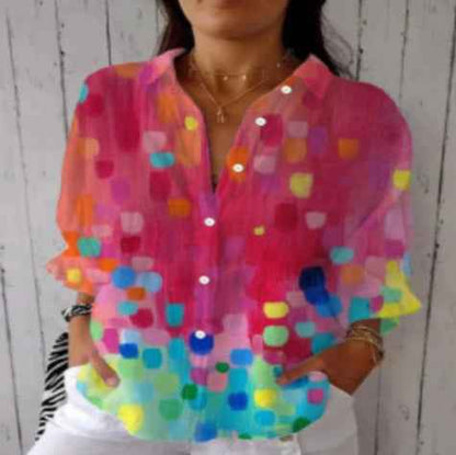 Women's Floral Print Long-Sleeve Button-Up Cardigan Shirt – Casual Layering Top