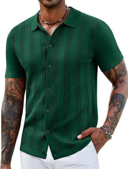 Men's Striped Hollow-Knit Slim Fit Sweater