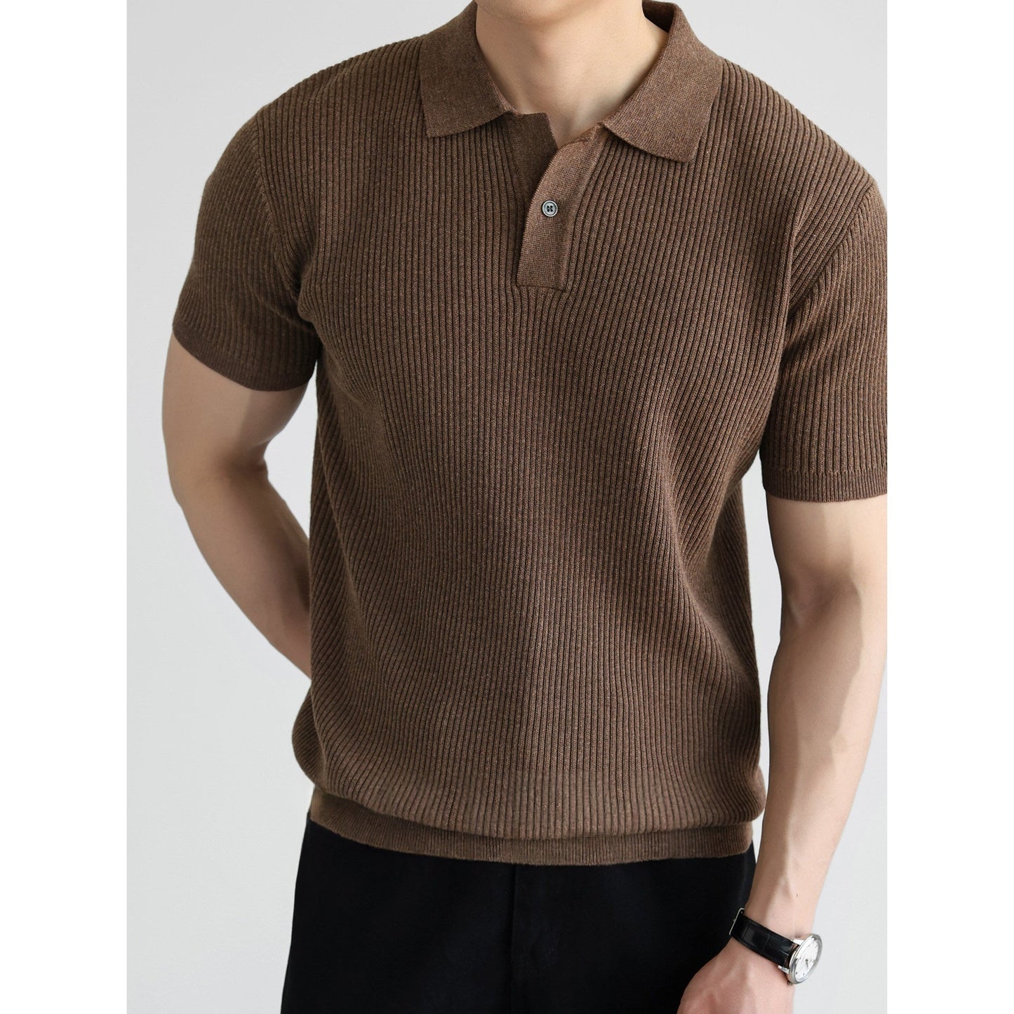 Men's Ice Silk Slim Fit Lapel Short-Sleeve Polo Shirt