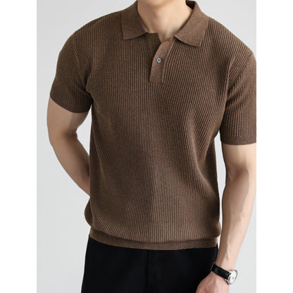 Men's Ice Silk Slim Fit Lapel Short-Sleeve Polo Shirt