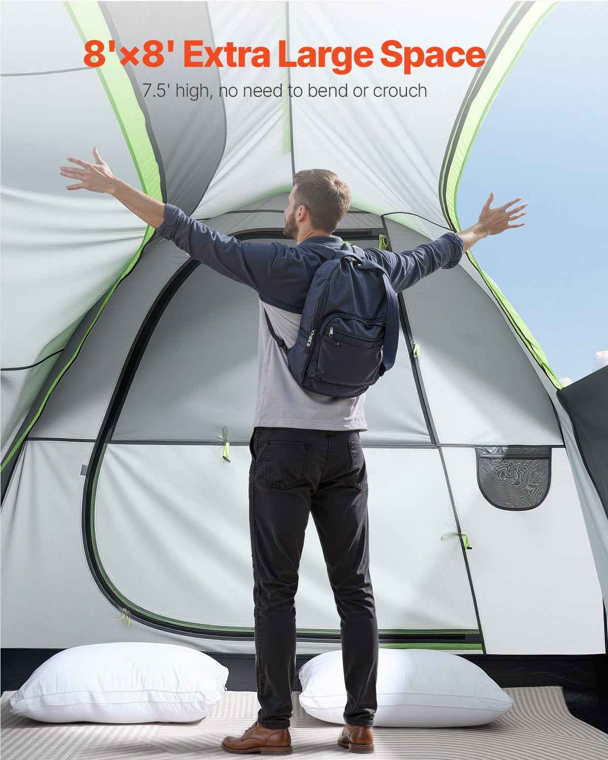 SUV Tailgate Camping Tent – 8×8 ft Waterproof PU2000mm Double-Layer Tent for 5–8 People with Rainfly