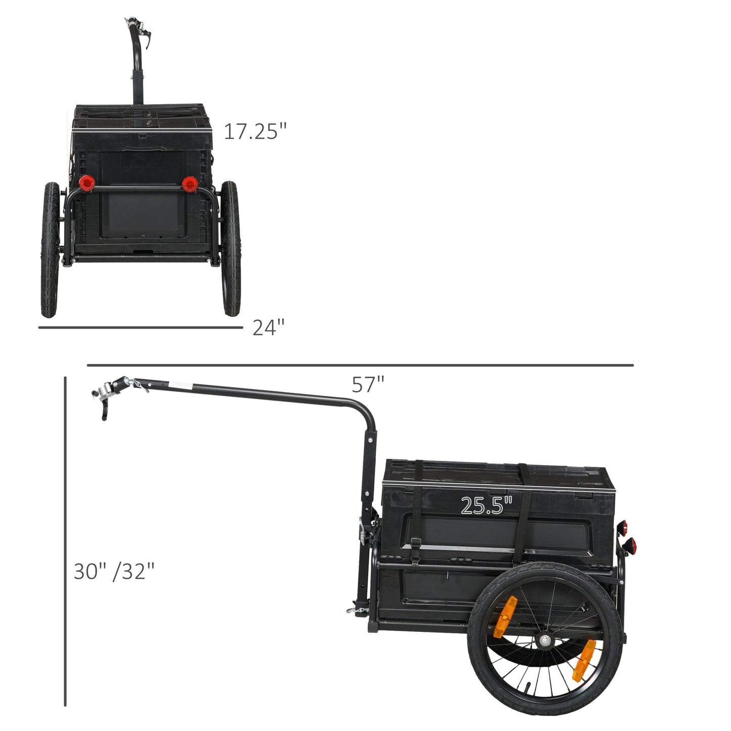 Bike Cargo Trailer with Removable Storage Box | 88 lb Capacity, Foldable with Flag & Reflectors