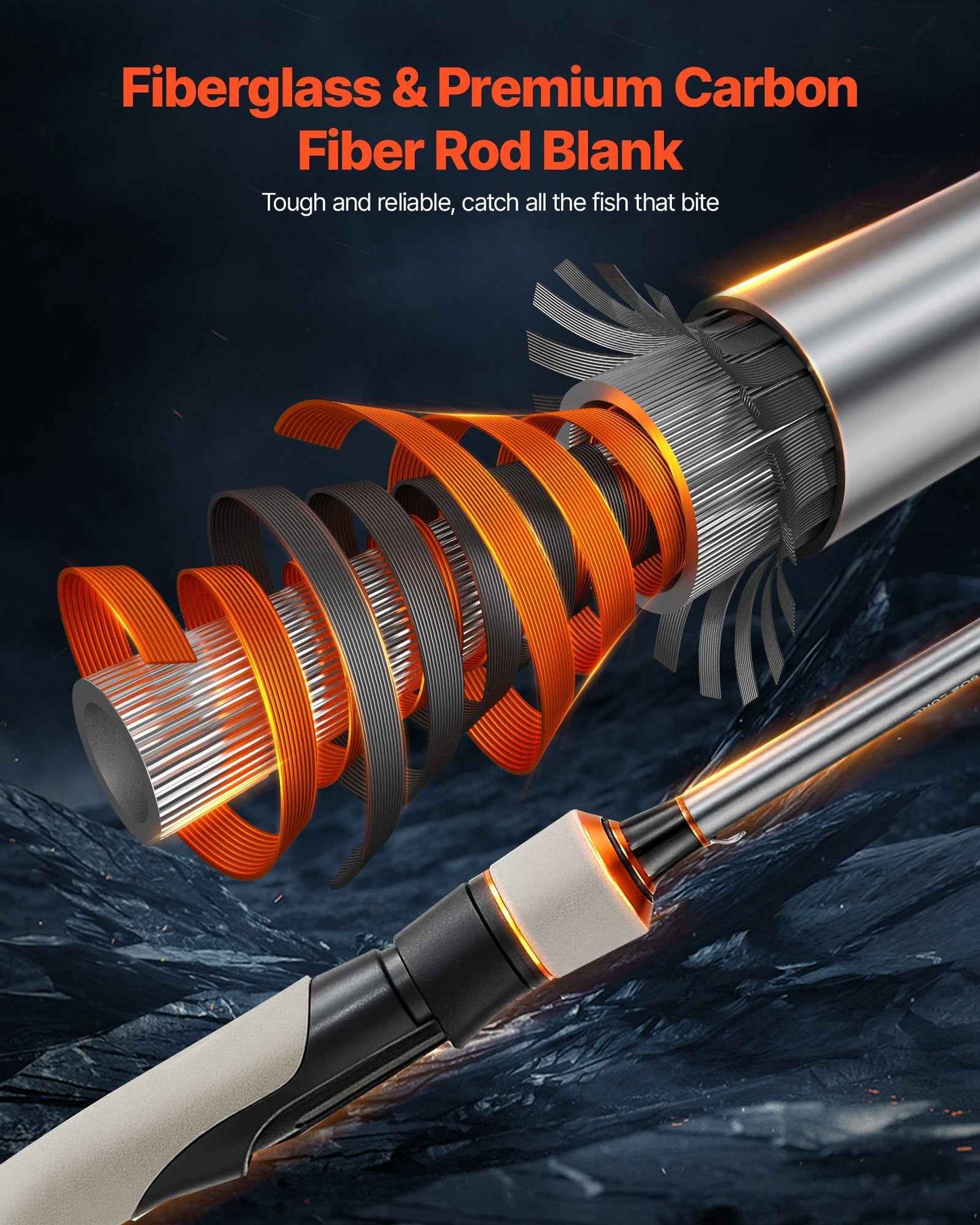 IM6 Fiberglass & Carbon Fiber Spinning Rod & Reel Combo — 6.5 ft