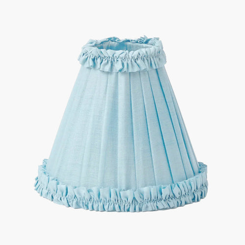 Soft Blue Frilled Silk Lampshade (18cm)