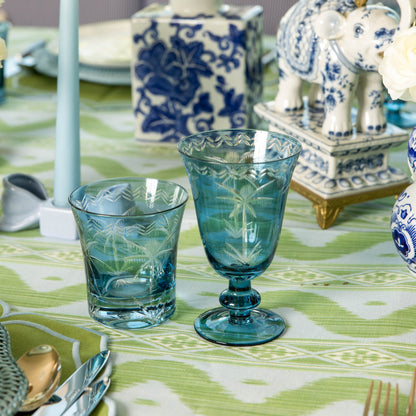 Blue Palm Wine Glasses (Set of 4)