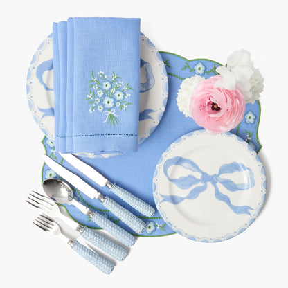 Marilyn Blue Bow Starter Plates (Set of 4)