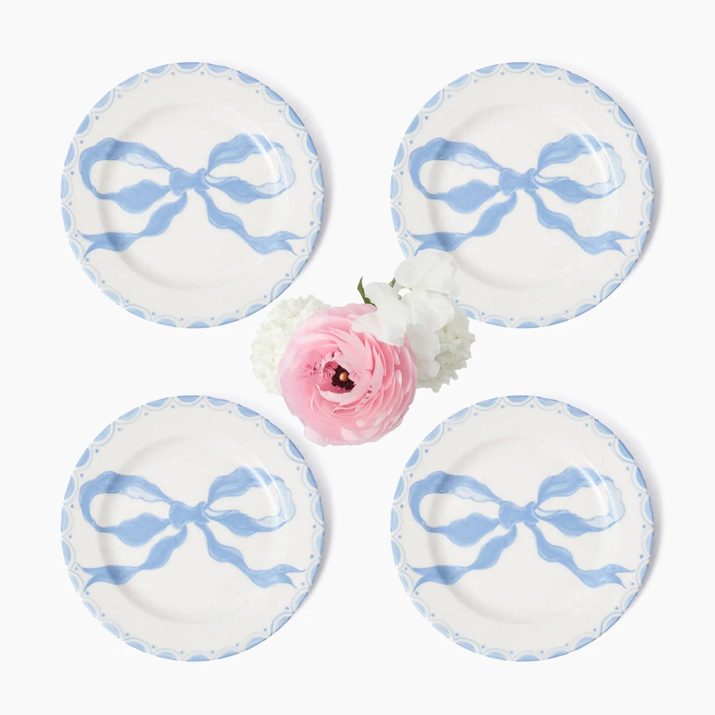 Marilyn Blue Bow Starter Plates (Set of 4)