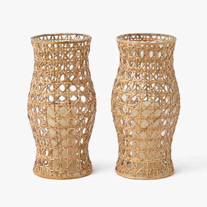 Rattan Hurricane Lantern (Pair)