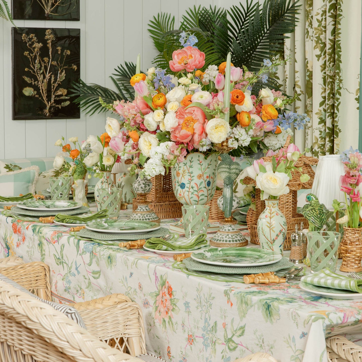 Green Chinoiserie Small Tole Urn Vase