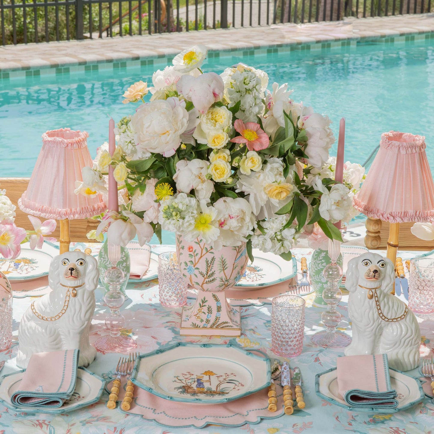 Pink Small Chinoiserie Tole Urn Vase