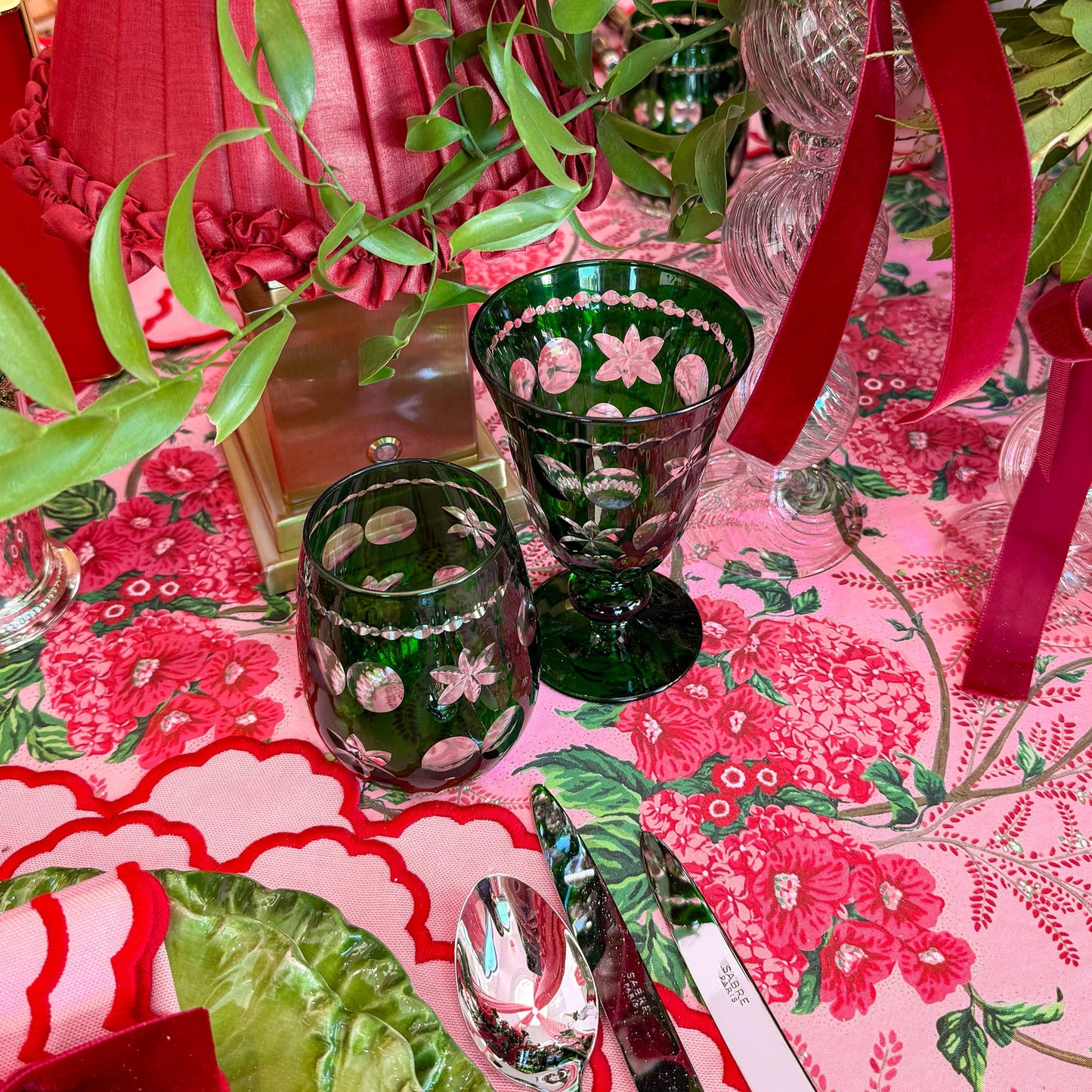 Emerald Anita Engraved Water Glasses (Set of 4)