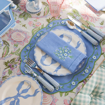 Marilyn Blue Bow Starter Plates (Set of 4)