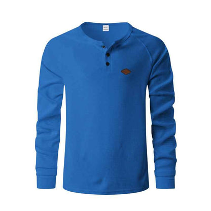 Men's Waffle Knit Raglan Pullover – Loose Fit, 6 Colors, S–XXXL