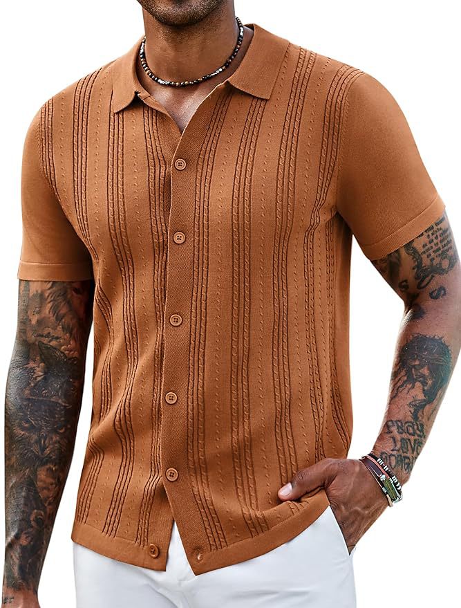 Men's Striped Hollow-Knit Slim Fit Sweater