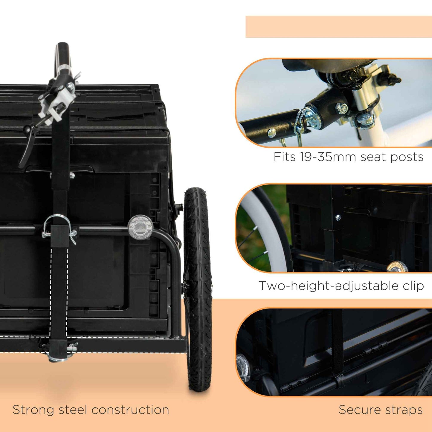 Bike Cargo Trailer with Removable Storage Box | 88 lb Capacity, Foldable with Flag & Reflectors
