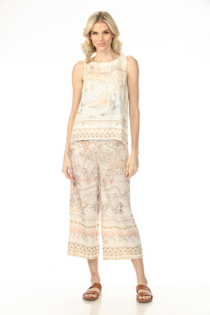 Charlie B Atlas Printed Sleeveless Linen Blend Top C4623-787A